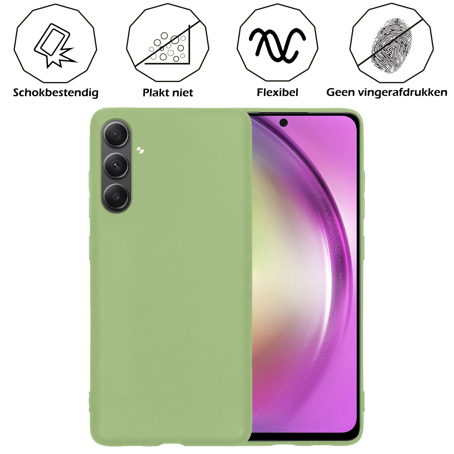 Nomfy Hoesje Geschikt voor Samsung A54 Hoesje Siliconen Cover Case - Hoes Geschikt voor Samsung Galaxy A54 Hoes Back Case - Groen