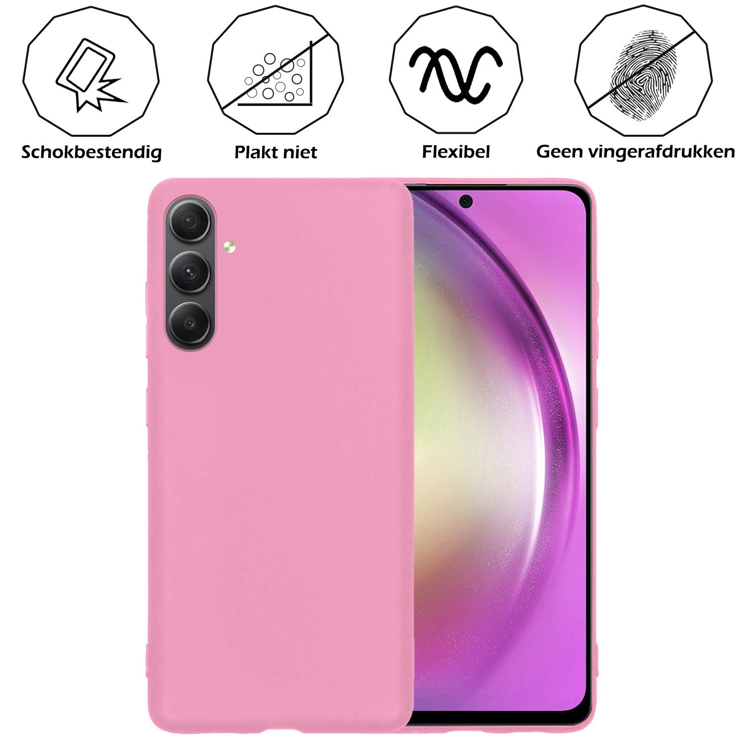 Nomfy Hoesje Geschikt voor Samsung A54 Hoesje Siliconen Cover Case - Hoes Geschikt voor Samsung Galaxy A54 Hoes Back Case - Lichtroze