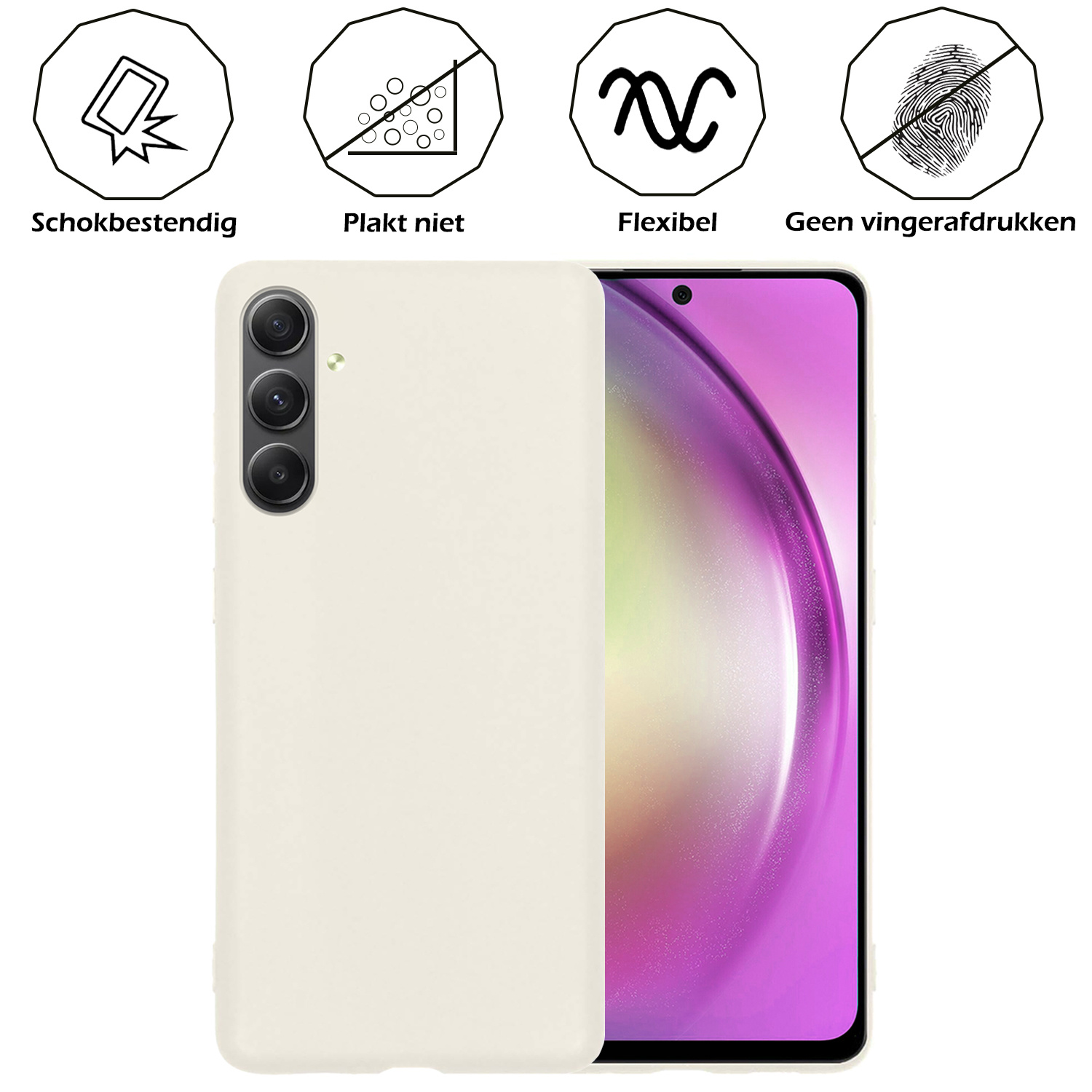 Nomfy Hoesje Geschikt voor Samsung A54 Hoesje Siliconen Cover Case - Hoes Geschikt voor Samsung Galaxy A54 Hoes Back Case - Wit
