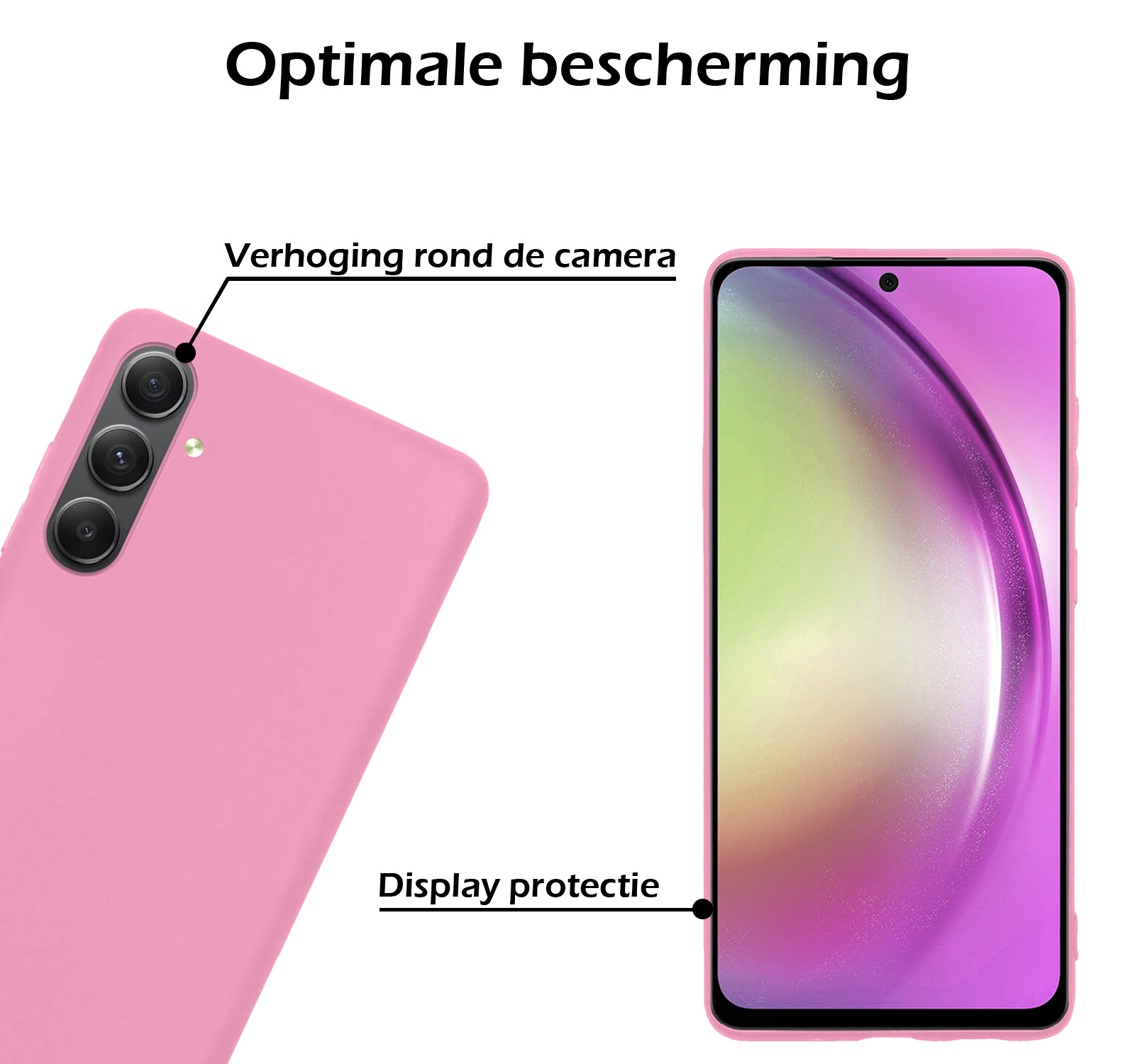 Nomfy Hoesje Geschikt voor Samsung A54 Hoesje Siliconen Cover Case - Hoes Geschikt voor Samsung Galaxy A54 Hoes Back Case - 2-PACK - Lichtroze