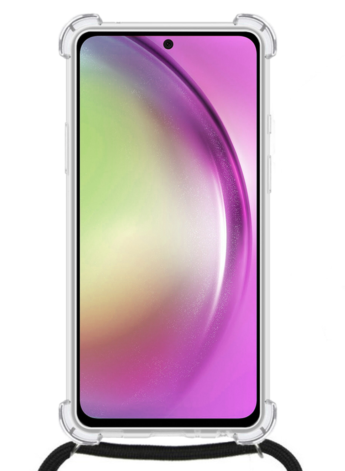Nomfy Hoesje Geschikt voor Samsung A54 Hoesje Shock Proof Transparant Met Telefoonketting Case Shock Koord - Hoesje Geschikt voor Samsung Galaxy A54 Shock Proof Case Met Koord - Transparant