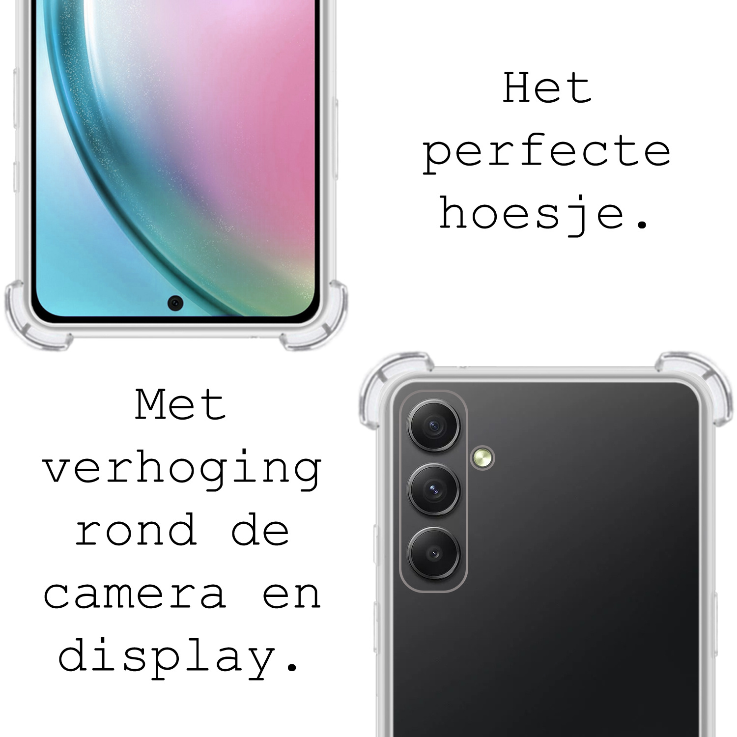 BASEY. Hoes Geschikt voor Samsung A54 Hoesje Shock Proof Case Met Koord Shock Hoes Met Koord - Hoesje Geschikt voor Samsung Galaxy A54 Hoes Cover Met Koord - Transparant