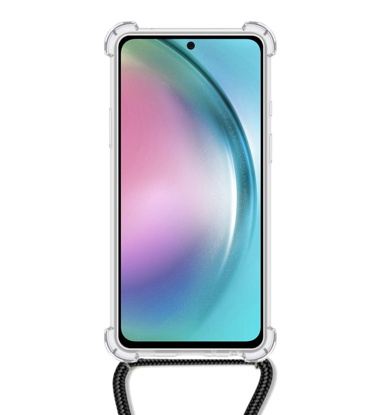 BASEY. Hoes Geschikt voor Samsung A54 Hoesje Shock Proof Case Met Koord Shock Hoes Met Koord - Hoesje Geschikt voor Samsung Galaxy A54 Hoes Cover Met Koord - Transparant