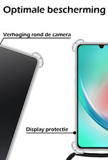 Nomfy Hoesje Geschikt voor Samsung A34 Hoesje Shock Proof Transparant Met Telefoonketting Case Shock Koord - Hoesje Geschikt voor Samsung Galaxy A34 Shock Proof Case Met Koord - Transparant