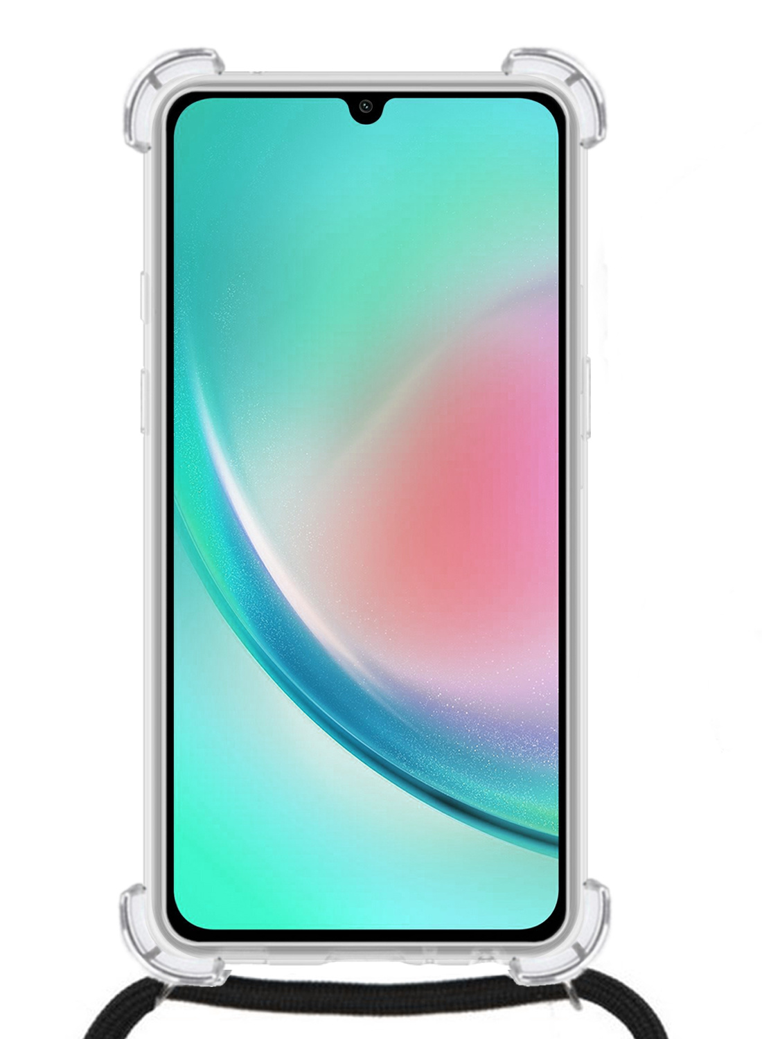 Nomfy Hoesje Geschikt voor Samsung A34 Hoesje Shock Proof Transparant Met Telefoonketting Case Shock Koord - Hoesje Geschikt voor Samsung Galaxy A34 Shock Proof Case Met Koord - Transparant