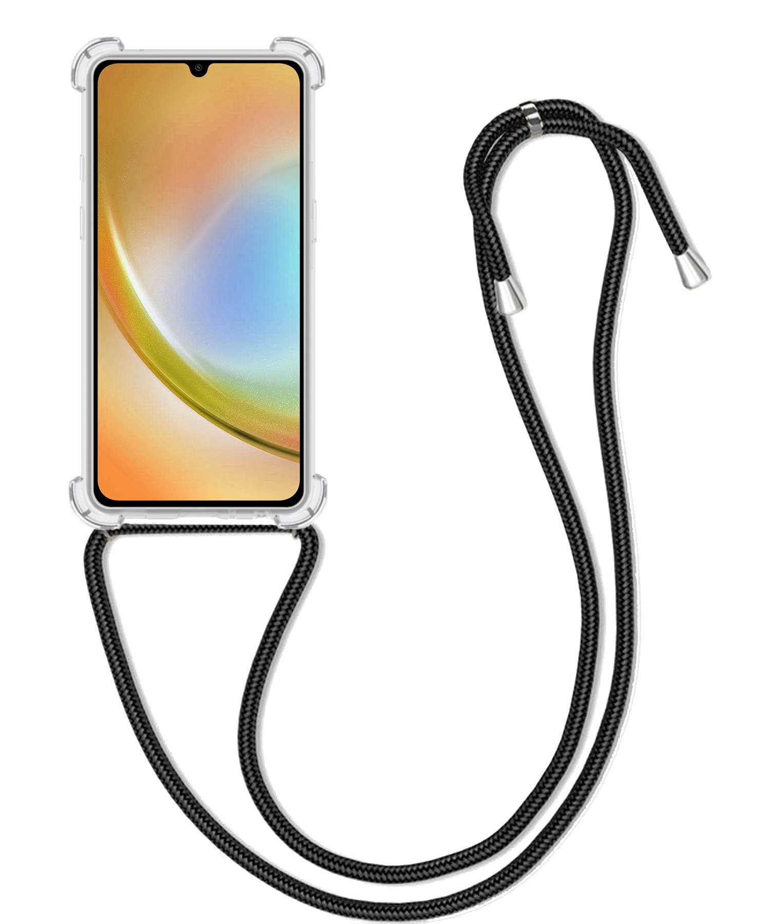 BASEY. Hoes Geschikt voor Samsung A34 Hoesje Shock Proof Case Met Koord Shock Hoes Met Koord - Hoesje Geschikt voor Samsung Galaxy A34 Hoes Cover Met Koord - Transparant