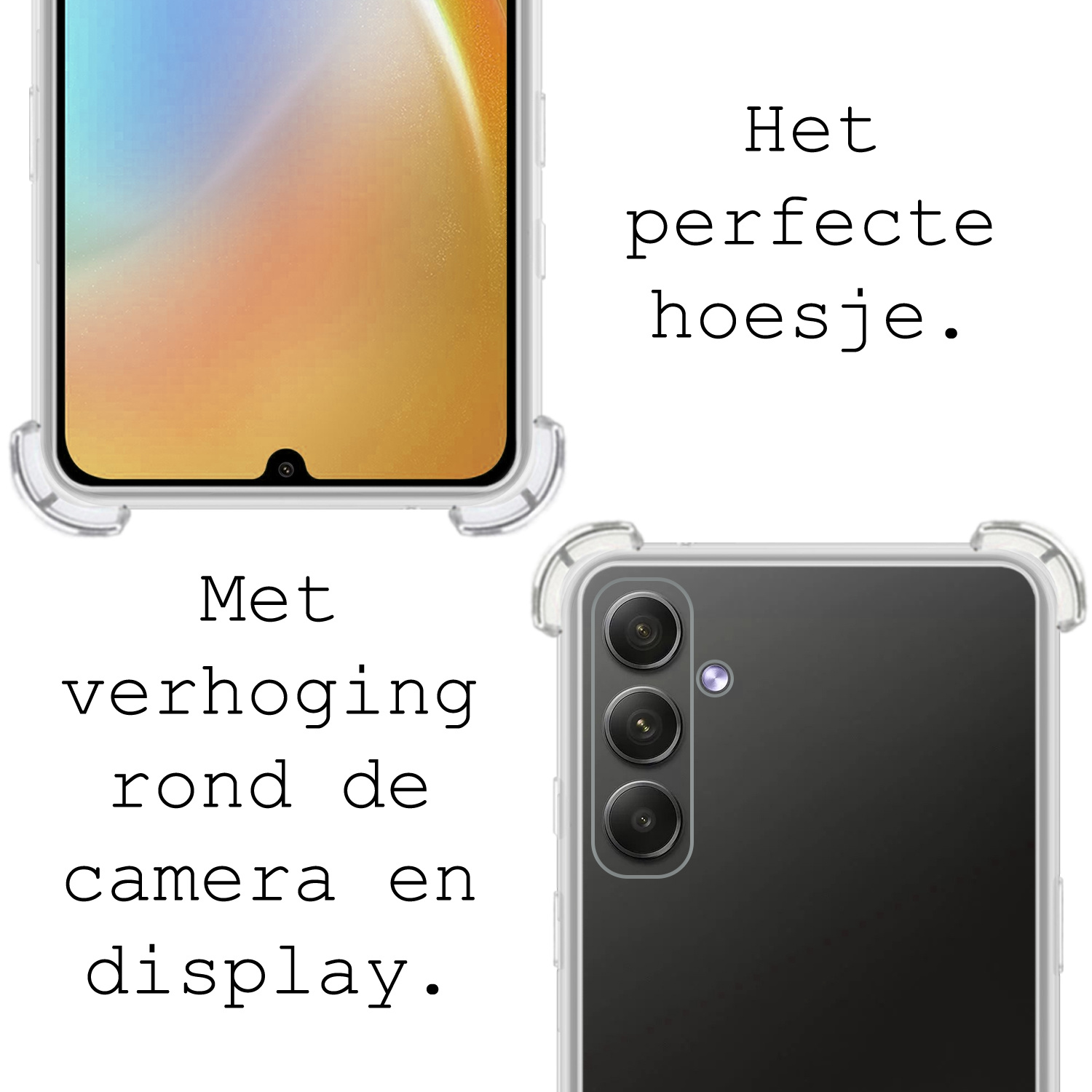 BASEY. Hoes Geschikt voor Samsung A34 Hoesje Shock Proof Case Met Koord Shock Hoes Met Koord - Hoesje Geschikt voor Samsung Galaxy A34 Hoes Cover Met Koord - Transparant