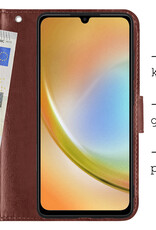 Hoes Geschikt voor Samsung A34 Hoesje Bookcase Hoes Flip Case Book Cover Met Screenprotector - Hoesje Geschikt voor Samsung Galaxy A34 Hoes Book Case Hoesje - Bruin