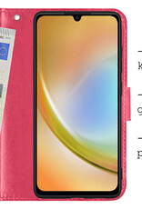 BASEY. Hoes Geschikt voor Samsung A34 Hoesje Bookcase Hoes Flip Case Book Cover Met Screenprotector - Hoesje Geschikt voor Samsung Galaxy A34 Hoes Book Case Hoesje - Donkerroze
