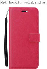 BASEY. Hoes Geschikt voor Samsung A34 Hoesje Bookcase Hoes Flip Case Book Cover Met Screenprotector - Hoesje Geschikt voor Samsung Galaxy A34 Hoes Book Case Hoesje - Donkerroze
