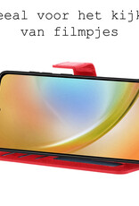 BASEY. Hoes Geschikt voor Samsung A34 Hoesje Bookcase Hoes Flip Case Book Cover Met Screenprotector - Hoesje Geschikt voor Samsung Galaxy A34 Hoes Book Case Hoesje - Rood