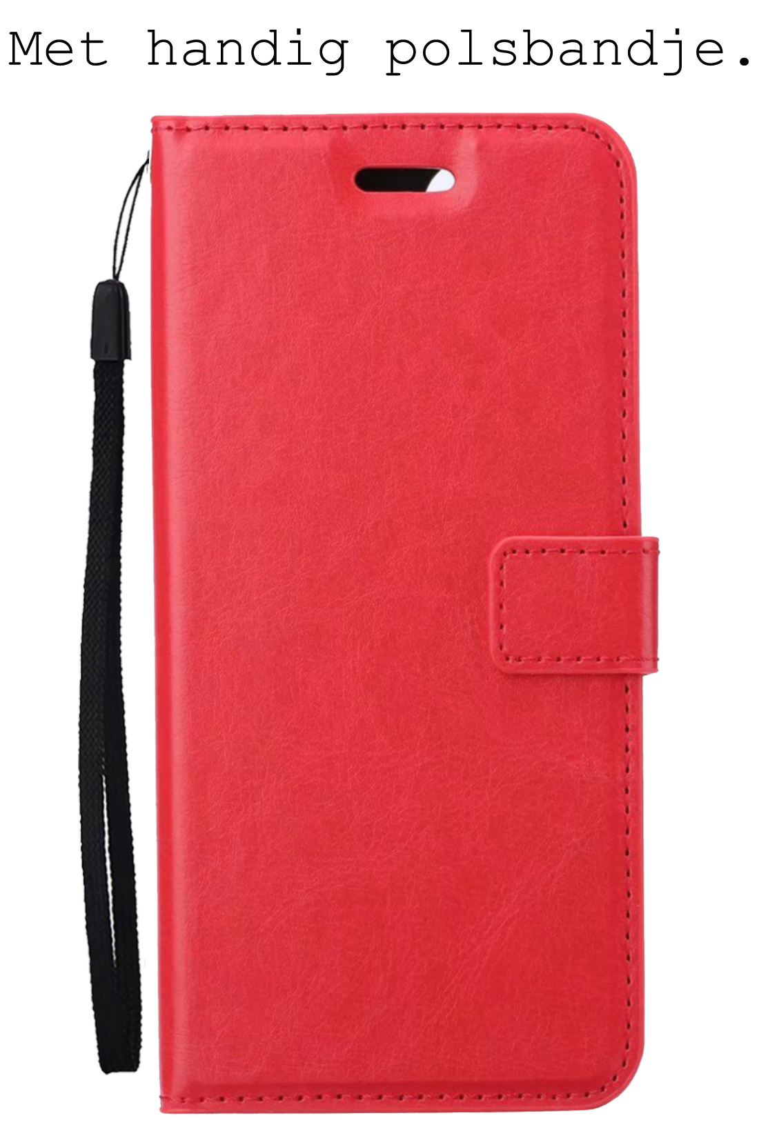 BASEY. Hoes Geschikt voor Samsung A34 Hoesje Bookcase Hoes Flip Case Book Cover Met Screenprotector - Hoesje Geschikt voor Samsung Galaxy A34 Hoes Book Case Hoesje - Rood
