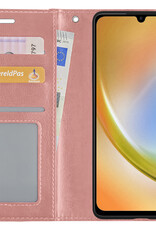 Hoes Geschikt voor Samsung A34 Hoesje Bookcase Hoes Flip Case Book Cover Met Screenprotector - Hoesje Geschikt voor Samsung Galaxy A34 Hoes Book Case Hoesje - Rosé goud