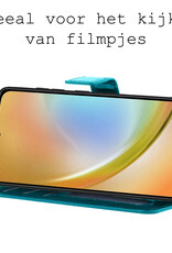 Hoes Geschikt voor Samsung A34 Hoesje Bookcase Hoes Flip Case Book Cover Met Screenprotector - Hoesje Geschikt voor Samsung Galaxy A34 Hoes Book Case Hoesje - Turquoise