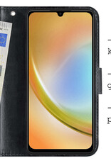 Hoes Geschikt voor Samsung A34 Hoesje Bookcase Hoes Flip Case Book Cover Met Screenprotector - Hoesje Geschikt voor Samsung Galaxy A34 Hoes Book Case Hoesje - Zwart