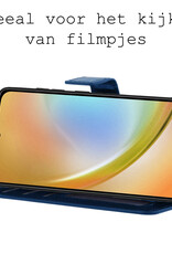 BASEY. Hoes Geschikt voor Samsung A34 Hoesje Bookcase Hoes Flip Case Book Cover Met 2x Screenprotector - Hoesje Geschikt voor Samsung Galaxy A34 Hoes Book Case Hoesje - Donkerblauw
