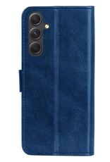 BASEY. Hoes Geschikt voor Samsung A34 Hoesje Bookcase Hoes Flip Case Book Cover Met 2x Screenprotector - Hoesje Geschikt voor Samsung Galaxy A34 Hoes Book Case Hoesje - Donkerblauw
