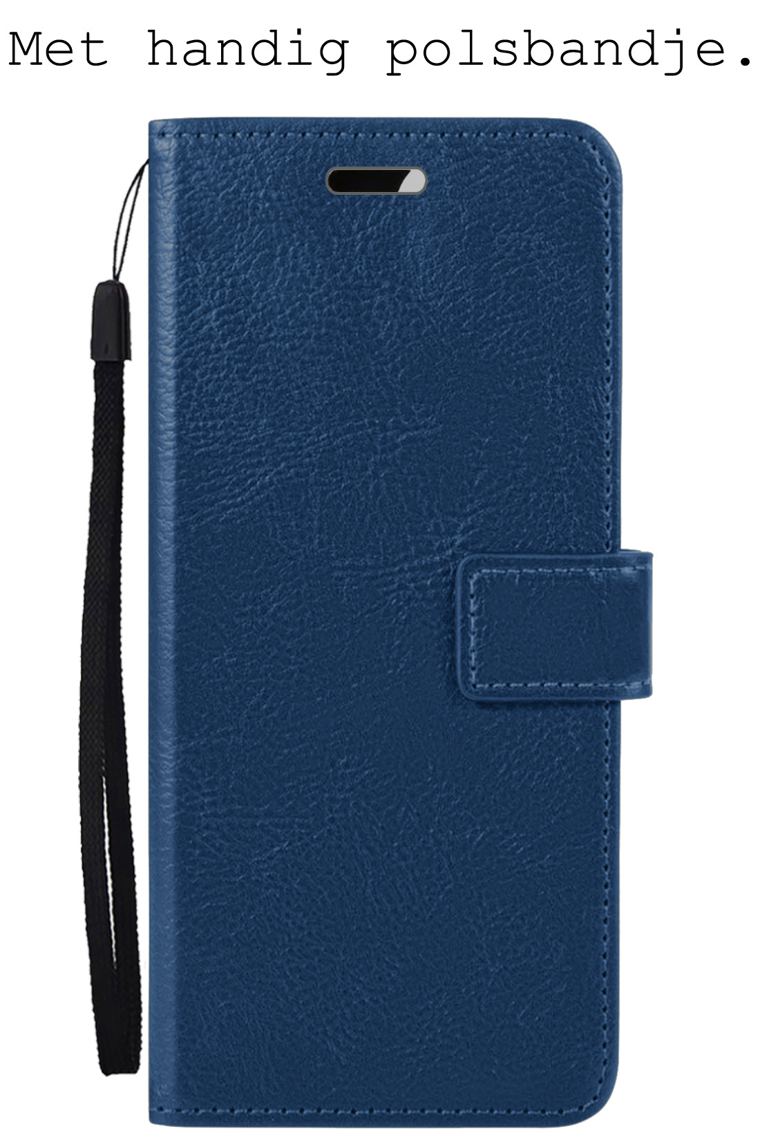 BASEY. Hoes Geschikt voor Samsung A34 Hoesje Bookcase Hoes Flip Case Book Cover Met 2x Screenprotector - Hoesje Geschikt voor Samsung Galaxy A34 Hoes Book Case Hoesje - Donkerblauw