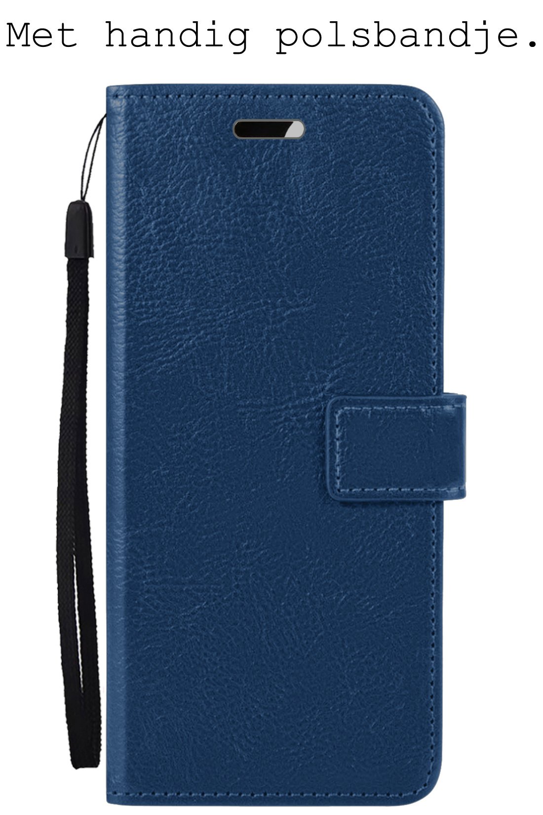 Hoes Geschikt voor Samsung A34 Hoesje Bookcase Hoes Flip Case Book Cover Met 2x Screenprotector - Hoesje Geschikt voor Samsung Galaxy A34 Hoes Book Case Hoesje - Donkerblauw