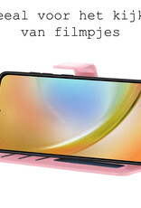 BASEY. Hoes Geschikt voor Samsung A34 Hoesje Bookcase Hoes Flip Case Book Cover Met 2x Screenprotector - Hoesje Geschikt voor Samsung Galaxy A34 Hoes Book Case Hoesje - Lichtroze