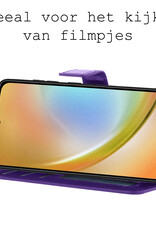 Hoes Geschikt voor Samsung A34 Hoesje Bookcase Hoes Flip Case Book Cover Met 2x Screenprotector - Hoesje Geschikt voor Samsung Galaxy A34 Hoes Book Case Hoesje - Paars