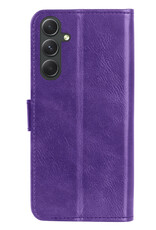 Hoes Geschikt voor Samsung A34 Hoesje Bookcase Hoes Flip Case Book Cover Met 2x Screenprotector - Hoesje Geschikt voor Samsung Galaxy A34 Hoes Book Case Hoesje - Paars