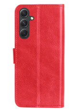 Hoes Geschikt voor Samsung A34 Hoesje Bookcase Hoes Flip Case Book Cover Met 2x Screenprotector - Hoesje Geschikt voor Samsung Galaxy A34 Hoes Book Case Hoesje - Rood