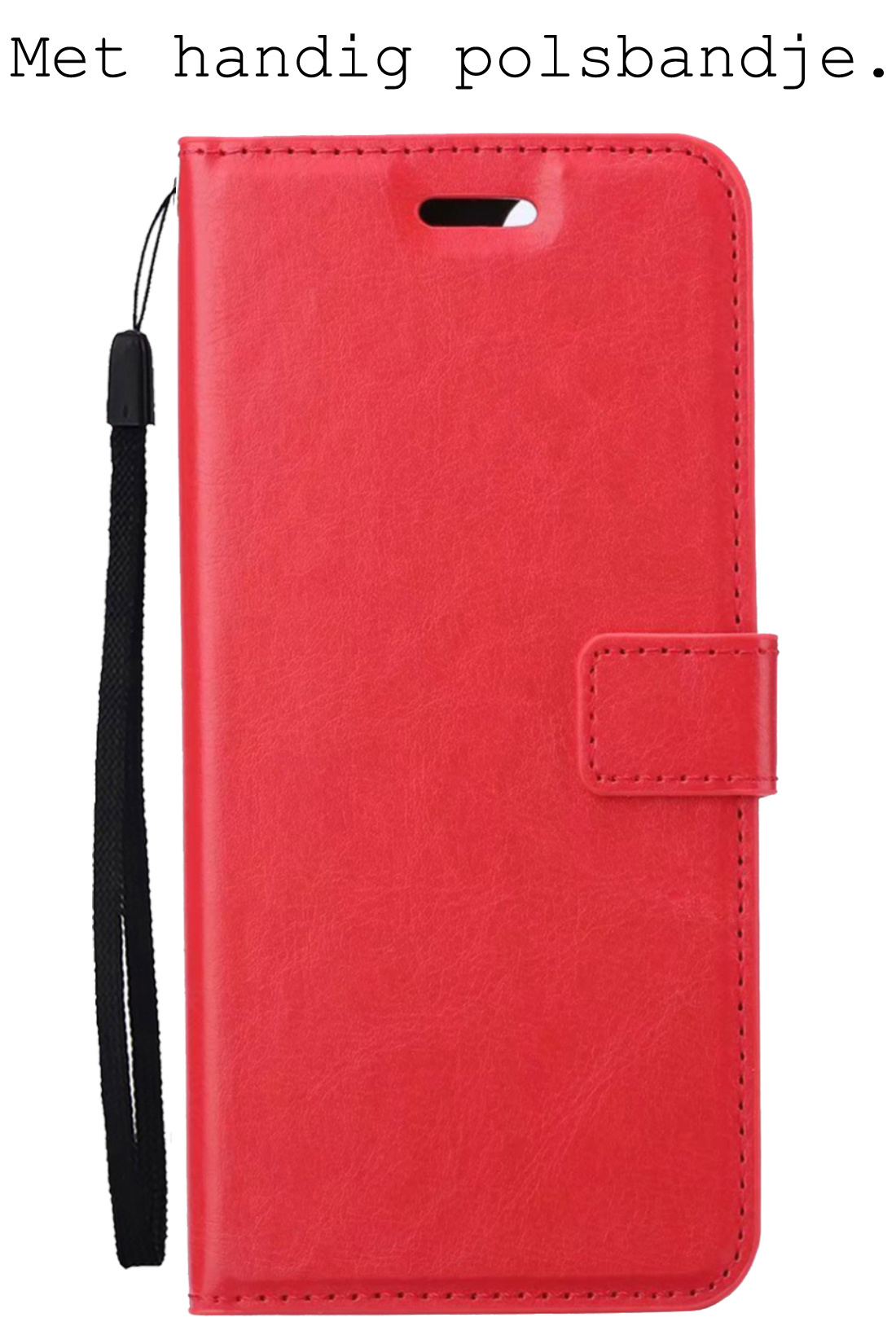Hoes Geschikt voor Samsung A34 Hoesje Bookcase Hoes Flip Case Book Cover Met 2x Screenprotector - Hoesje Geschikt voor Samsung Galaxy A34 Hoes Book Case Hoesje - Rood