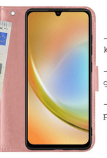 Hoes Geschikt voor Samsung A34 Hoesje Bookcase Hoes Flip Case Book Cover Met 2x Screenprotector - Hoesje Geschikt voor Samsung Galaxy A34 Hoes Book Case Hoesje - Rosé goud