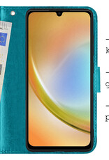 BASEY. Hoes Geschikt voor Samsung A34 Hoesje Bookcase Hoes Flip Case Book Cover Met 2x Screenprotector - Hoesje Geschikt voor Samsung Galaxy A34 Hoes Book Case Hoesje - Turquoise