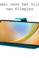 BASEY. Hoes Geschikt voor Samsung A34 Hoesje Bookcase Hoes Flip Case Book Cover Met 2x Screenprotector - Hoesje Geschikt voor Samsung Galaxy A34 Hoes Book Case Hoesje - Turquoise