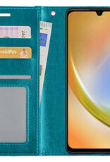 BASEY. Hoes Geschikt voor Samsung A34 Hoesje Bookcase Hoes Flip Case Book Cover Met 2x Screenprotector - Hoesje Geschikt voor Samsung Galaxy A34 Hoes Book Case Hoesje - Turquoise
