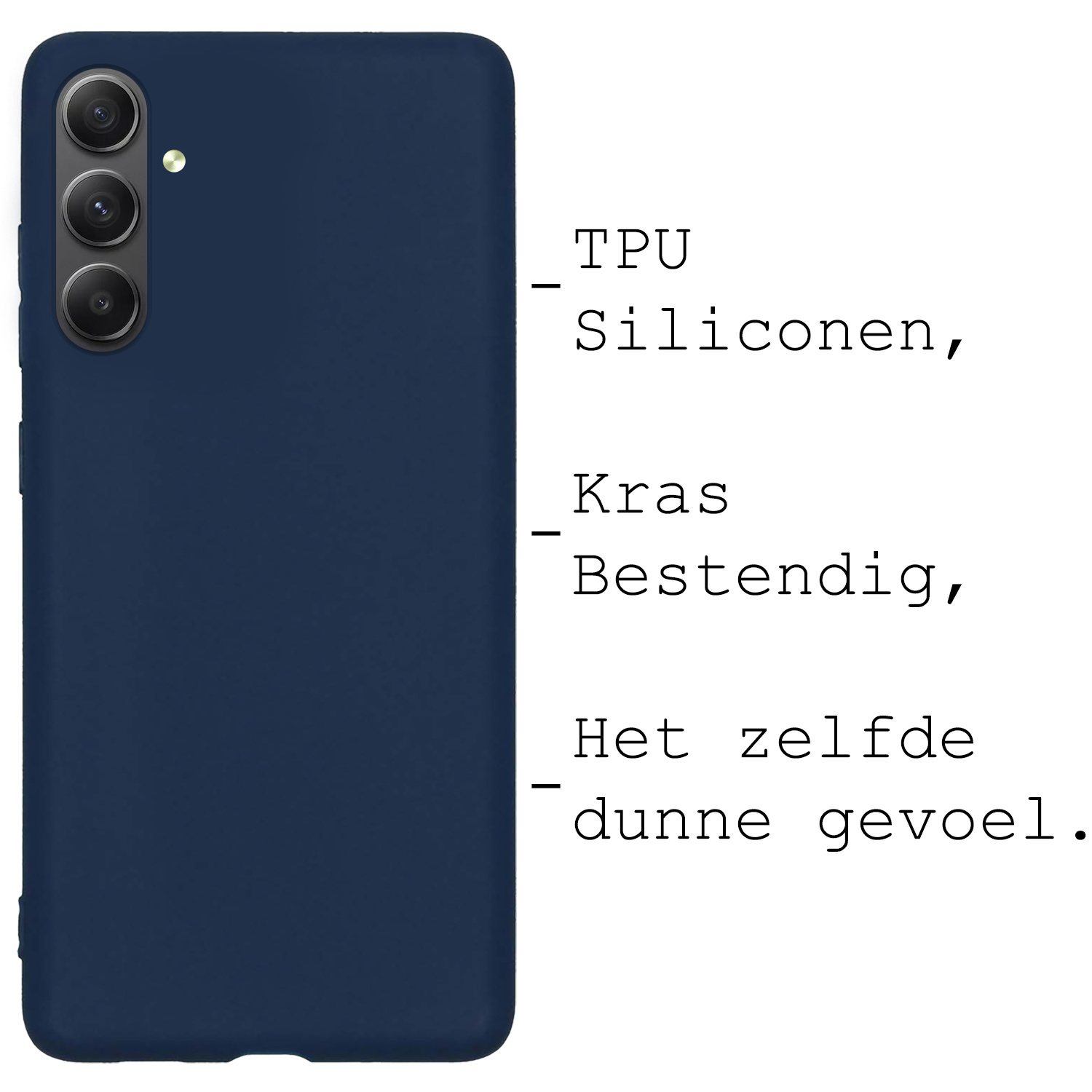 BASEY. Hoes Geschikt voor Samsung A34 Hoesje Siliconen Back Cover Case Met Screenprotector - Hoesje Geschikt voor Samsung Galaxy A34 Hoes Cover Hoesje - Donkerblauw
