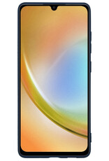 BASEY. Hoes Geschikt voor Samsung A34 Hoesje Siliconen Back Cover Case Met Screenprotector - Hoesje Geschikt voor Samsung Galaxy A34 Hoes Cover Hoesje - Donkerblauw
