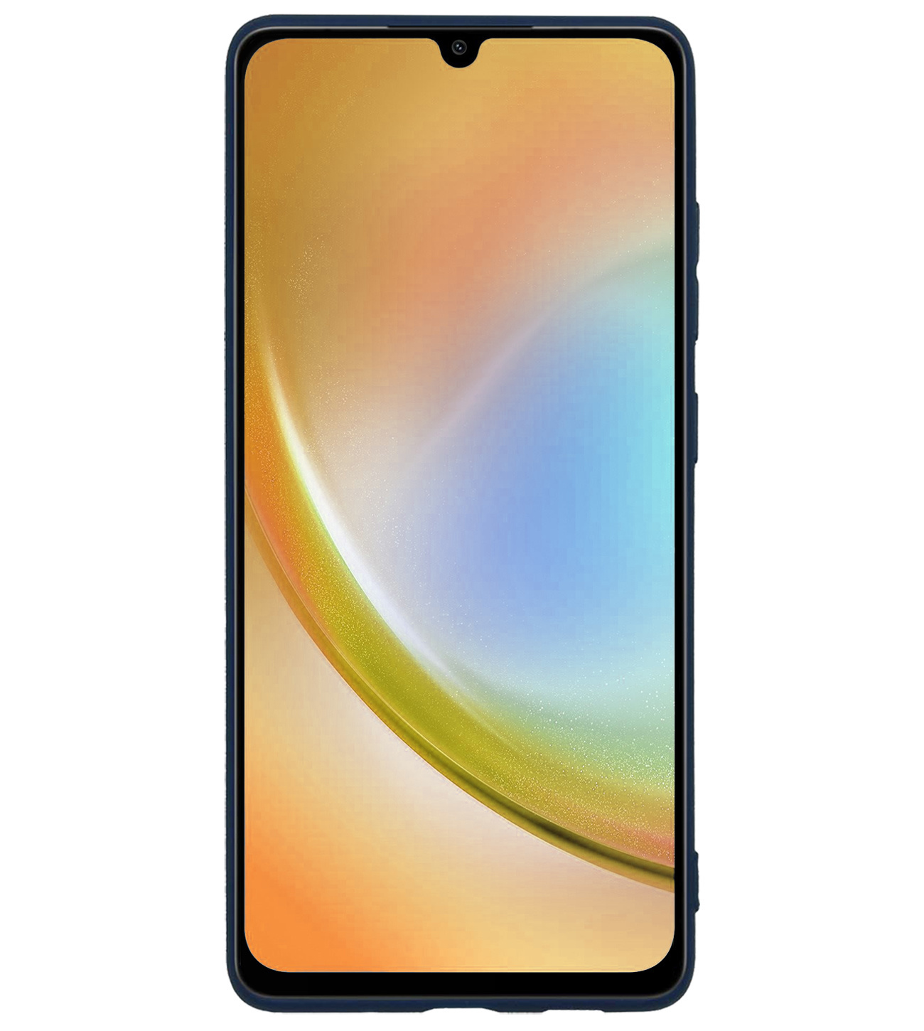 BASEY. Hoes Geschikt voor Samsung A34 Hoesje Siliconen Back Cover Case Met Screenprotector - Hoesje Geschikt voor Samsung Galaxy A34 Hoes Cover Hoesje - Donkerblauw