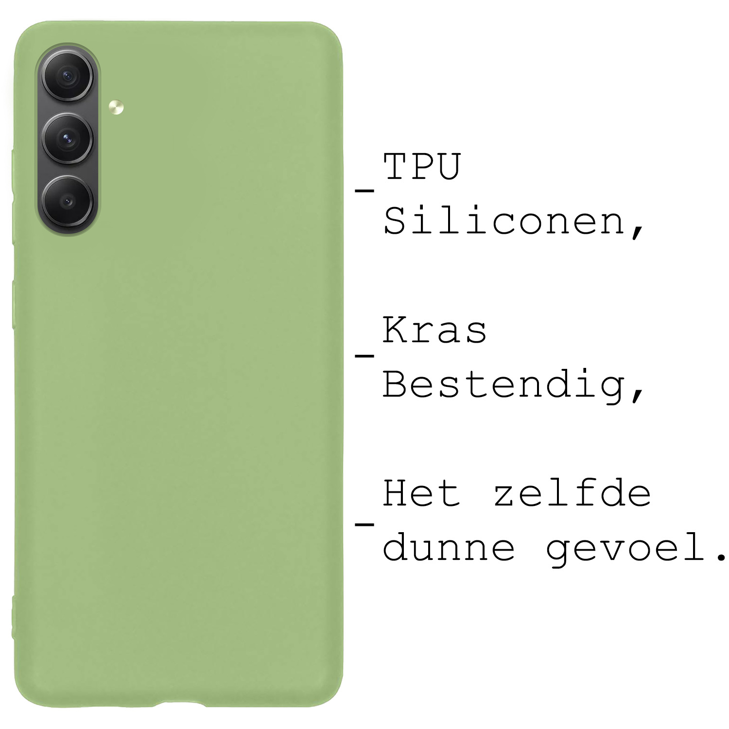 BASEY. Hoes Geschikt voor Samsung A34 Hoesje Siliconen Back Cover Case Met Screenprotector - Hoesje Geschikt voor Samsung Galaxy A34 Hoes Cover Hoesje - Groen