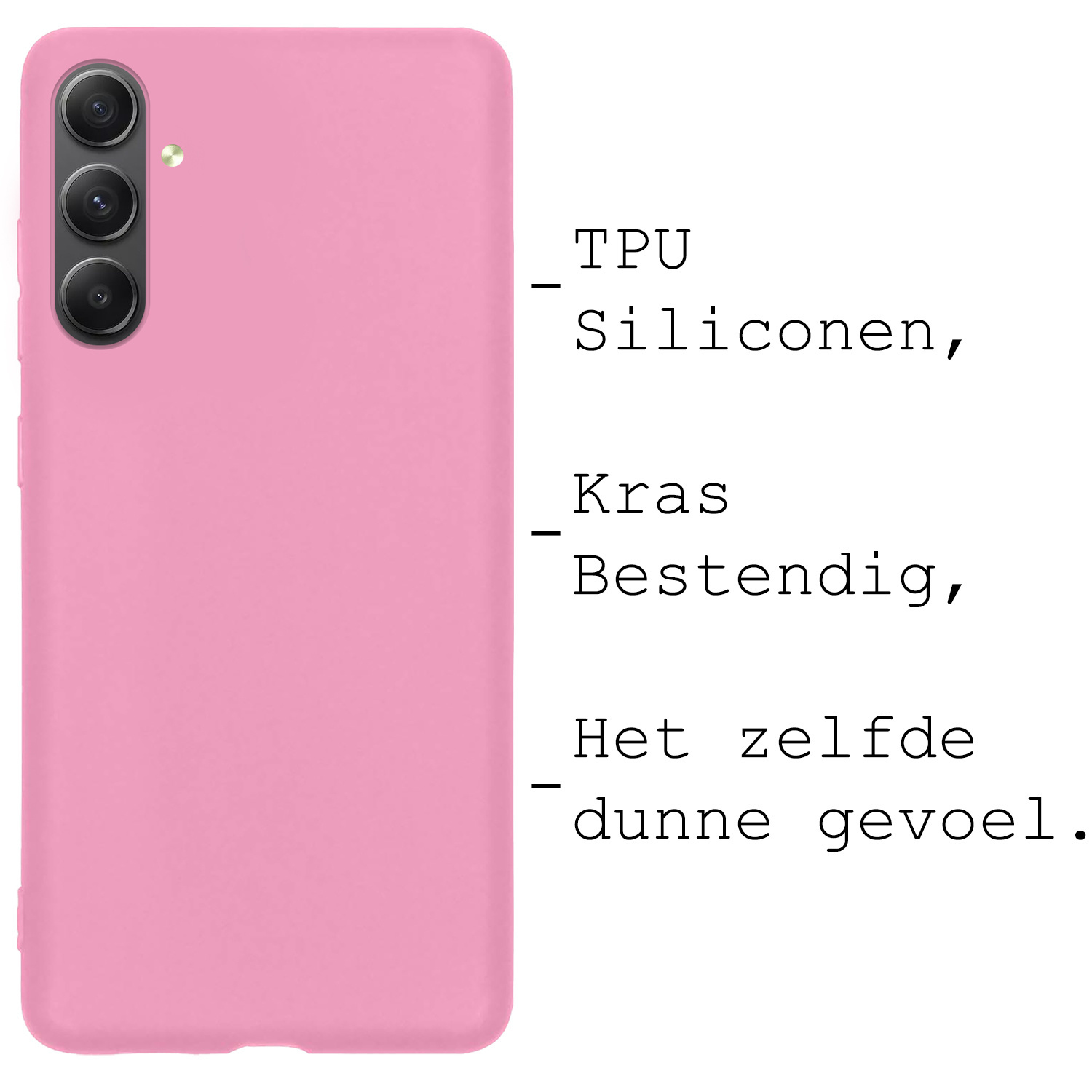 BASEY. Hoes Geschikt voor Samsung A34 Hoesje Siliconen Back Cover Case Met Screenprotector - Hoesje Geschikt voor Samsung Galaxy A34 Hoes Cover Hoesje - Lichtroze