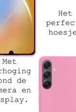 BASEY. Hoes Geschikt voor Samsung A34 Hoesje Siliconen Back Cover Case Met Screenprotector - Hoesje Geschikt voor Samsung Galaxy A34 Hoes Cover Hoesje - Lichtroze