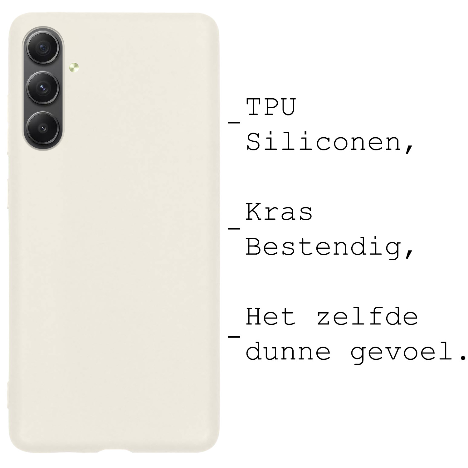 BASEY. Hoes Geschikt voor Samsung A34 Hoesje Siliconen Back Cover Case Met Screenprotector - Hoesje Geschikt voor Samsung Galaxy A34 Hoes Cover Hoesje - Wit
