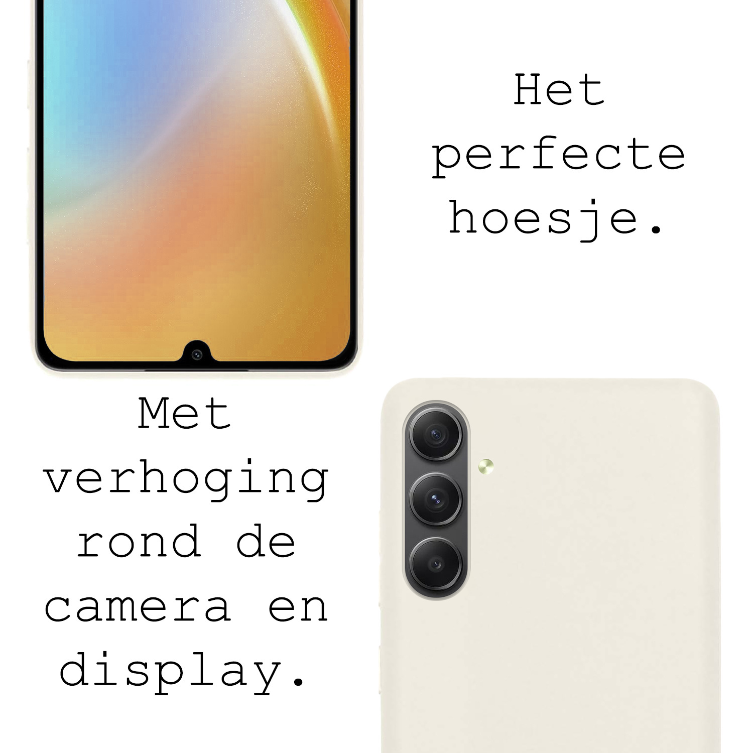 BASEY. Hoes Geschikt voor Samsung A34 Hoesje Siliconen Back Cover Case Met Screenprotector - Hoesje Geschikt voor Samsung Galaxy A34 Hoes Cover Hoesje - Wit