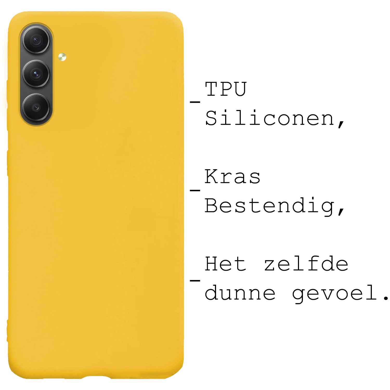 BASEY. Hoes Geschikt voor Samsung A34 Hoesje Siliconen Back Cover Case Met 2x Screenprotector - Hoesje Geschikt voor Samsung Galaxy A34 Hoes Cover Hoesje - Geel