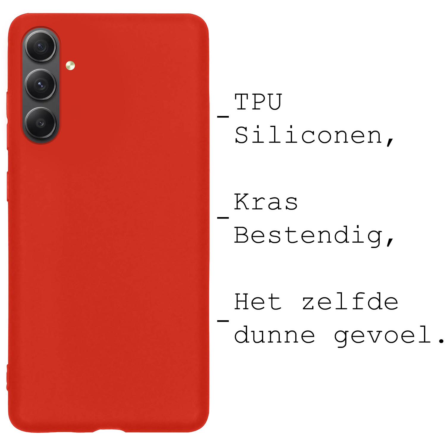 BASEY. Hoes Geschikt voor Samsung A34 Hoesje Siliconen Back Cover Case Met 2x Screenprotector - Hoesje Geschikt voor Samsung Galaxy A34 Hoes Cover Hoesje - Rood