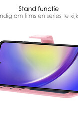 NoXx Hoes Geschikt voor Samsung A34 Hoesje Book Case Hoes Flip Cover Wallet Bookcase Met Screenprotector - Lichtroze
