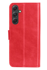 Hoes Geschikt voor Samsung A34 Hoesje Book Case Hoes Flip Cover Wallet Bookcase Met Screenprotector - Rood