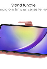 NoXx Hoes Geschikt voor Samsung A34 Hoesje Book Case Hoes Flip Cover Wallet Bookcase Met Screenprotector - Rosé goud