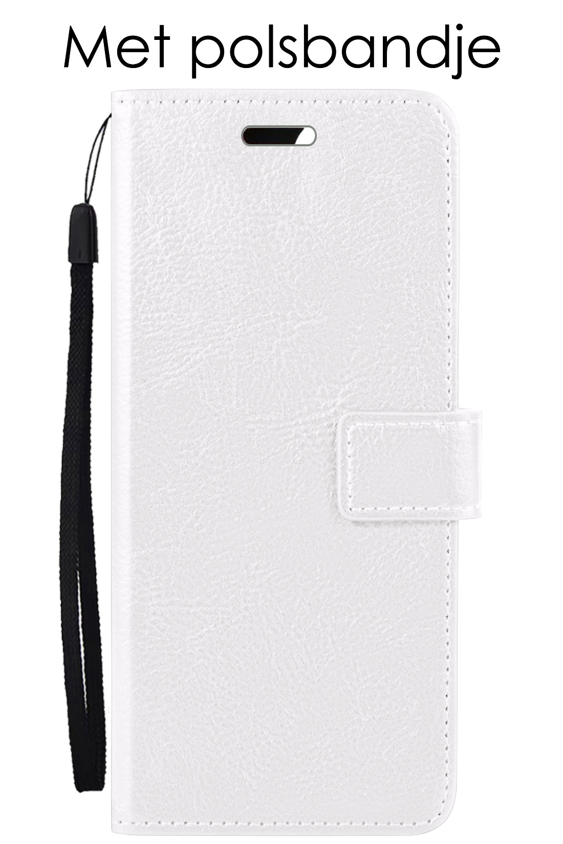 Hoes Geschikt voor Samsung A34 Hoesje Book Case Hoes Flip Cover Wallet Bookcase Met Screenprotector - Wit