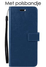 Hoes Geschikt voor Samsung A34 Hoesje Book Case Hoes Flip Cover Wallet Bookcase Met 2x Screenprotector - Donkerblauw