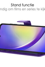 NoXx Hoes Geschikt voor Samsung A34 Hoesje Book Case Hoes Flip Cover Wallet Bookcase Met 2x Screenprotector - Paars