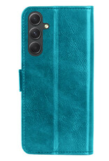 NoXx Hoes Geschikt voor Samsung A34 Hoesje Book Case Hoes Flip Cover Wallet Bookcase Met 2x Screenprotector - Turquoise
