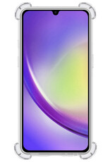 NoXx Hoes Geschikt voor Samsung A34 Hoesje Pasjeshouder Cover Shock Proof Case Siliconen Hoes Met Kaarthouder Met Screenprotector - Transparant